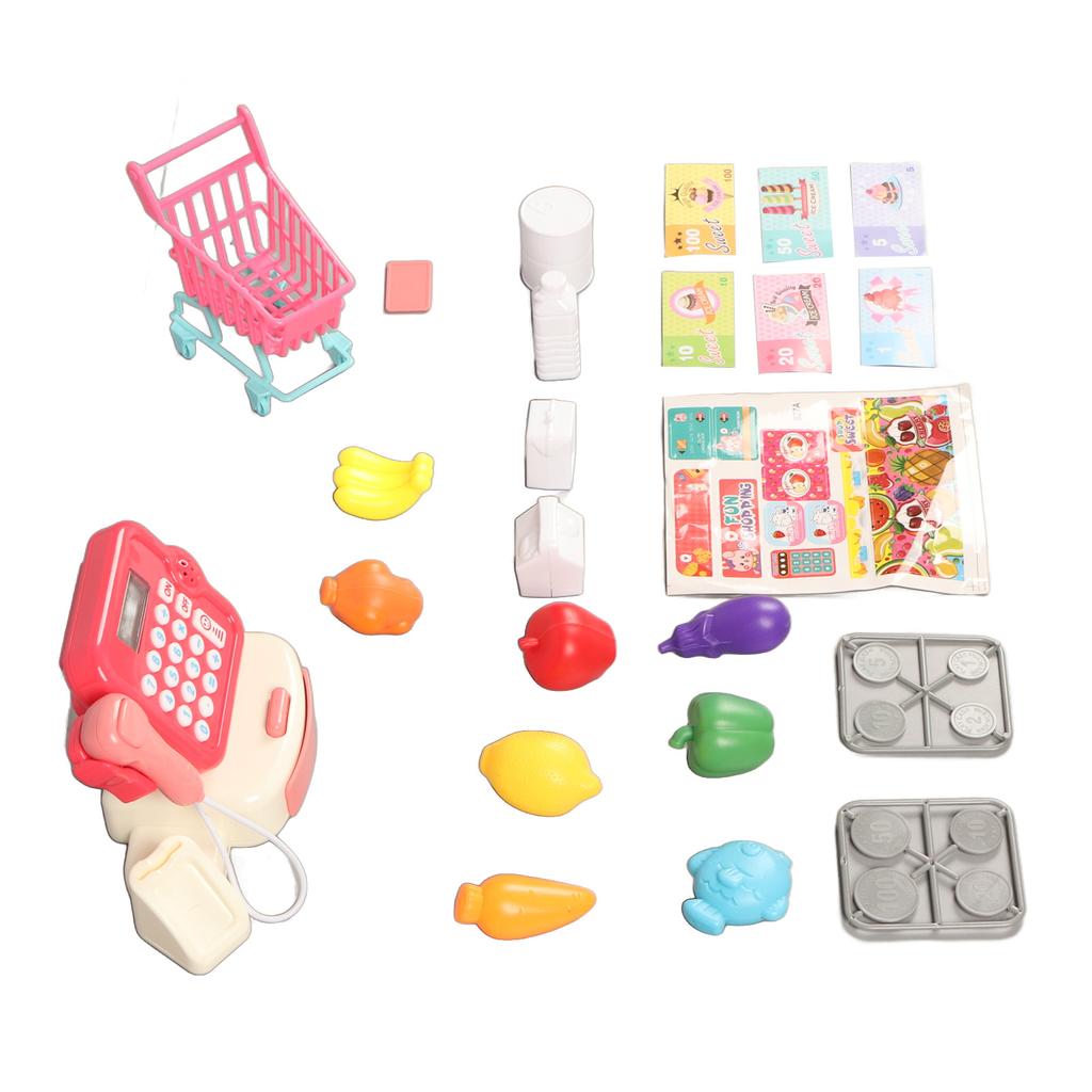 Cash Register Playset Stimulation Cosplay Learning Calculation Shopping Checkout Money Till Toy for