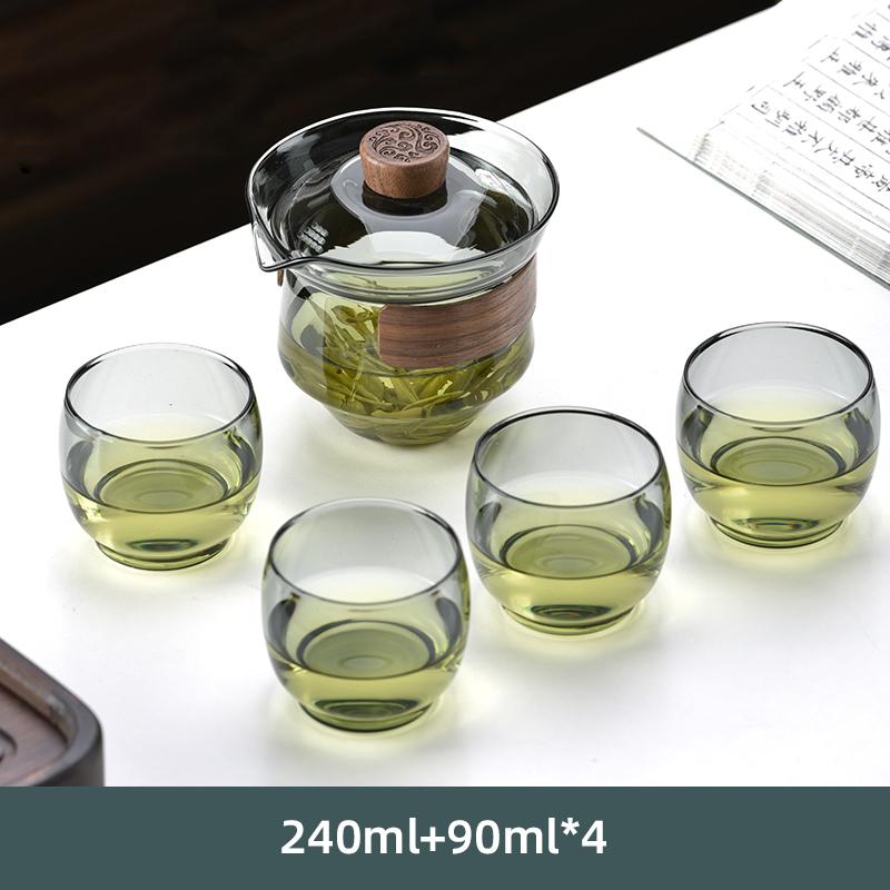GIANXI Glass Tureen Transparent Thickening Heat Resistant Glass Teapot Cover Bowl Puer Oolong Kung Fu Tea Set Drinkware