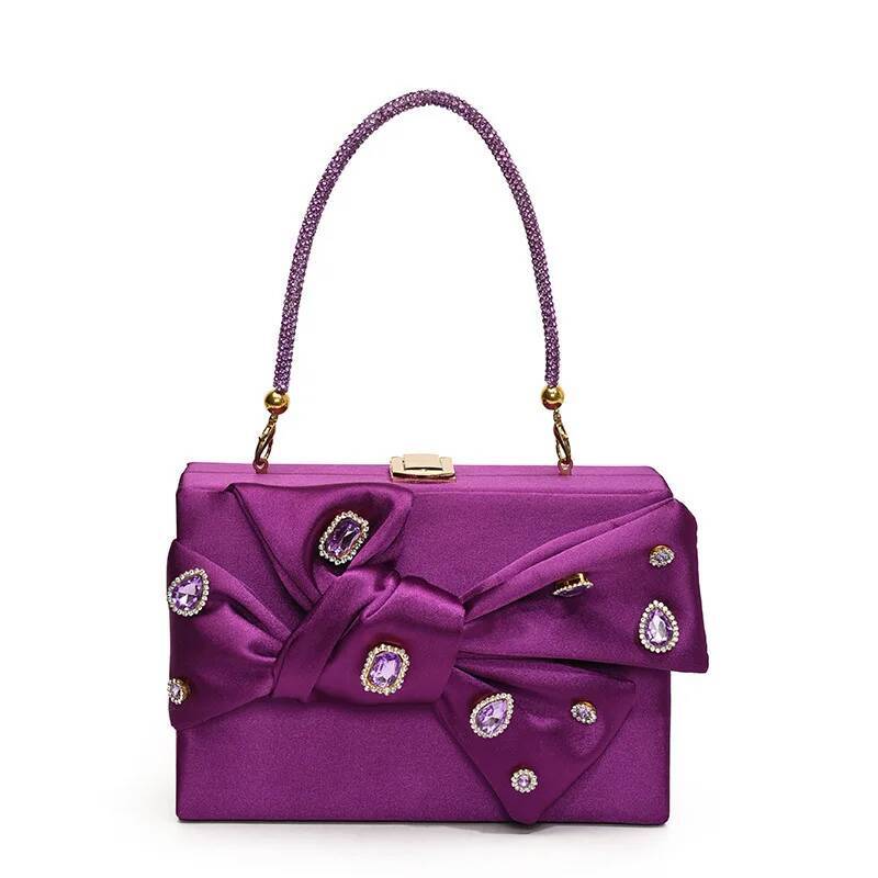 Exquisite Bow Tie Top Handle Party Box Clutch Fashion Purses And Handbags For Women Designer Evening Bag Chain Shoulder Bag