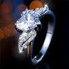 Luxury Female White Zircon Stone Heart Ring CopperColor Elegant Gift Wedding Jewelry For Women