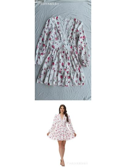 Short Lace Print Dress