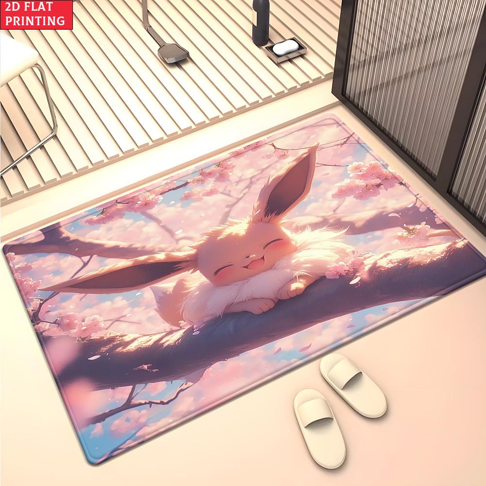 Anime Style Moon & Psychic Fox Area Rug Non Slip Soft Floor Mat For Gaming Room Living Room Bedroom Decor Washable Carpet