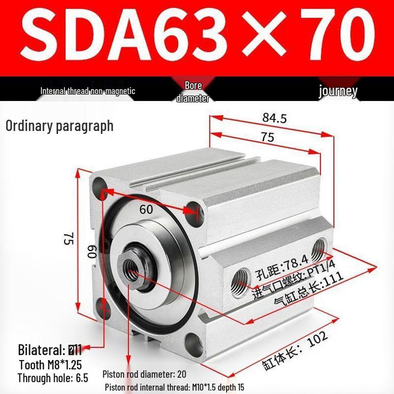 SDA Series Pneumatic Cylinders: Sizes 12 to 100mm, Stroke 35 to 90mm