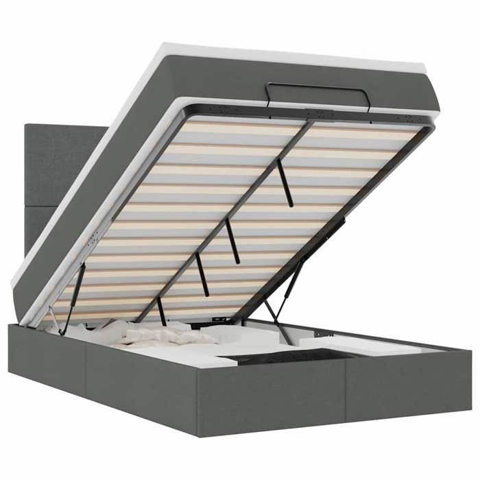VidaXL Cadre de lit ottoman avec matelas gris foncé 120x190 cm tissu, cadre de lit, cadre de lit rembourré, cadre de lit 3313058