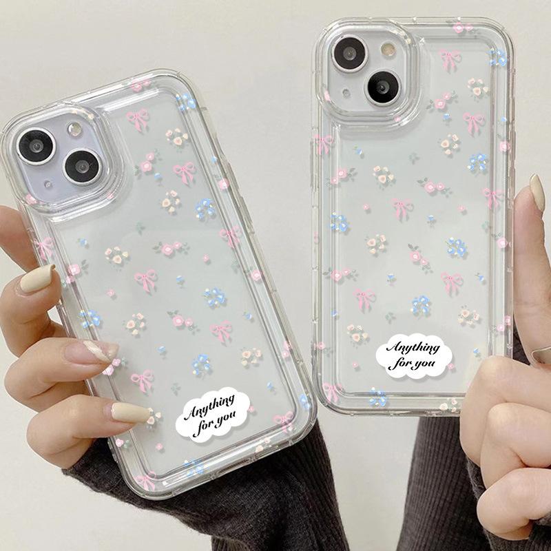 Spring Versatile Floral Applicable iPhone17ProMax Airbag Mobile Phone Case 16Pro Apple 12 Large Hole 15/14