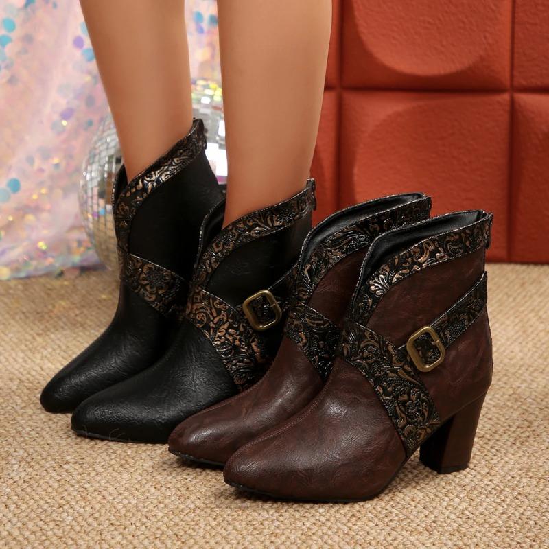 Damskie botki na platformie do chodzenia, buty na obcasie, wygodne, z głębokim noskiem, retro, jesienne, zapatos de mujer