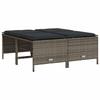 Garden Stool with Cushions 4 pcs Grey Poly Rattan