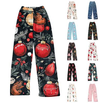 Damen Winterhose in voller Länge, lange Hose mit Weihnachtsdruck