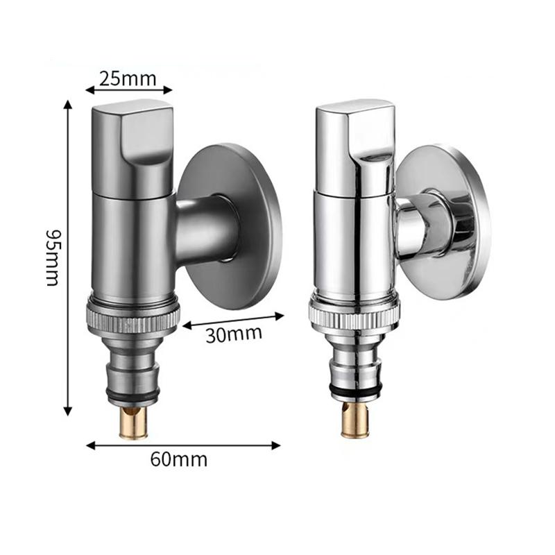 Multi-Function Washing Machine Faucet Brass Water Stop Quick Opening Angle Valve Wall Mounted G1/2 Water Stop Clip Triangle Valv colore grigio