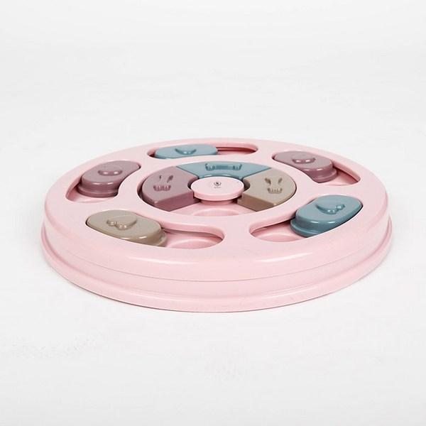 Dingdong Pet Pet Intelligence Development Puzzle Snack Toy IQ Toy Round Diameter 23cm x Height 2.5cm, Pink, 1 piece