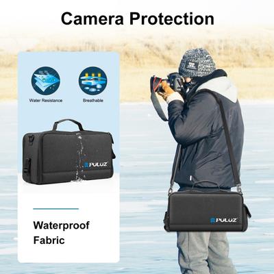 PULUZ PU5016B Taška cez rameno na fotoaparát Nárazuvzdorná taška na fotoaparát Veľkokapacitná taška cez rameno pre DSLR/ SLR/