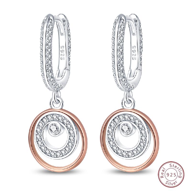 925 Ayar Burgu Halka Küpeler Minimalist Altın Yuvarlak Moda Zirkon Tokalı Düğün Takısı Kadınlar İçin Hediye