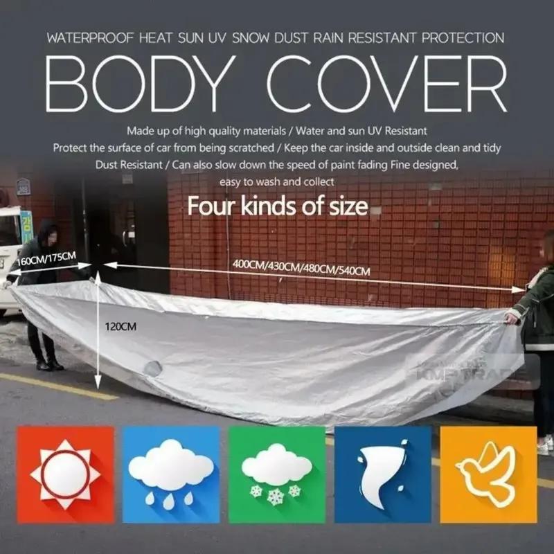 Funda Universal para Coche Completo Impermeable Antipolvo para Todas las Estaciones Recubrimiento de Película PE con Parasol Protector de Aluminio Reflejo de Rayos UV