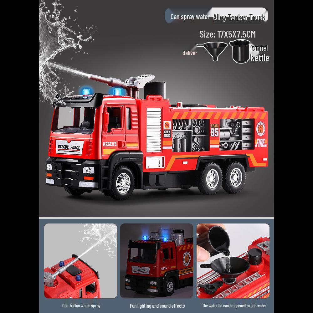 

Очень большая игрушечная пожарная машина из сплава для детей: Пожарная машина-спасатель с лестницей, распыляющая воду