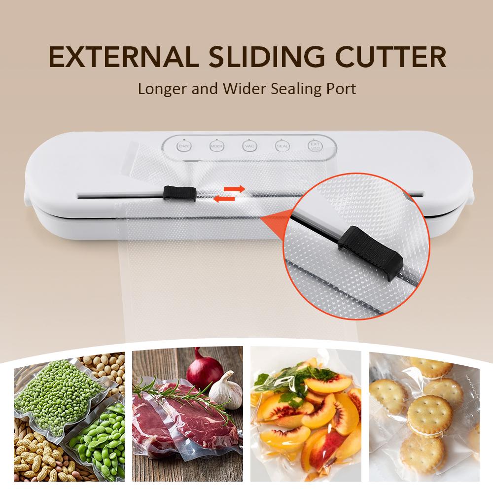 Portable Food Bag Vacuum Sealer Germ-free Automatic Packaging Machine with Slide-cutting Knife Home Vacuum Dry Wet Food Sealing