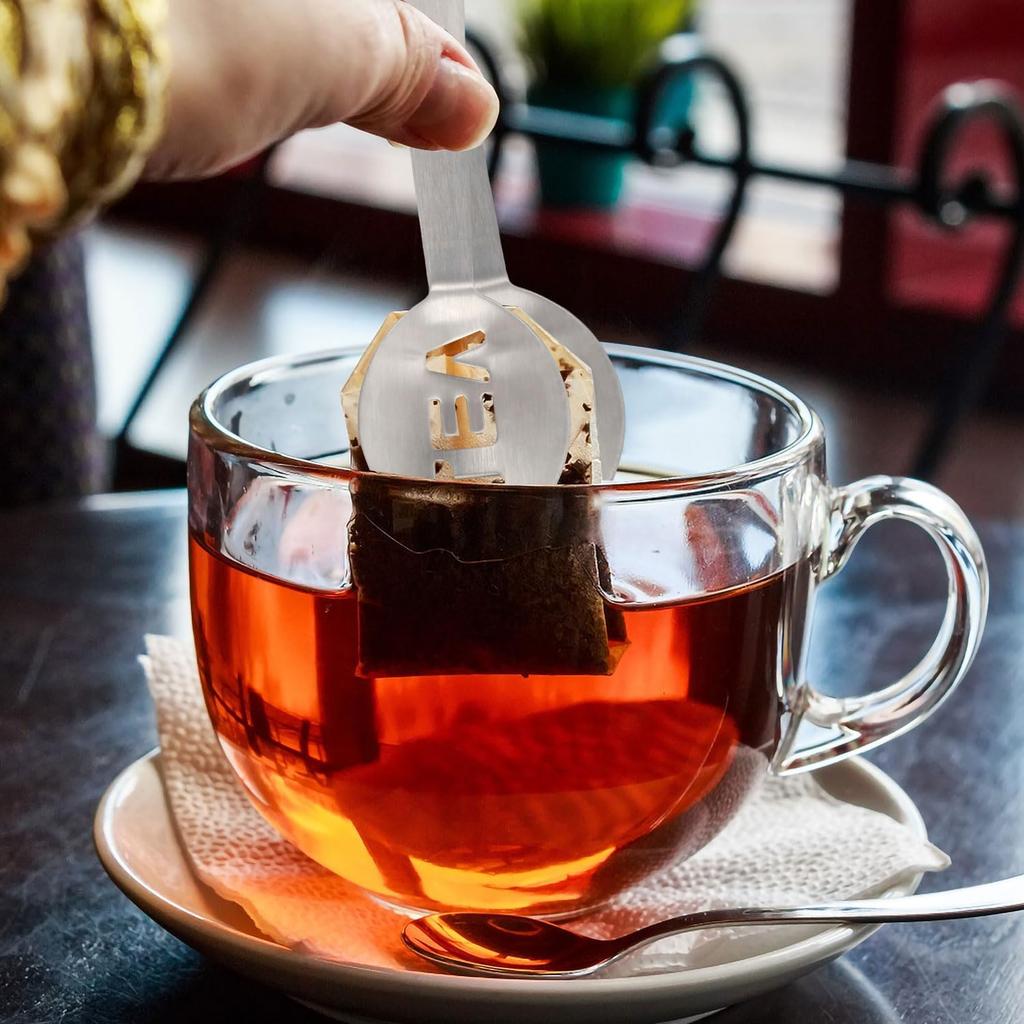 2pcs Tea Bag Squeezer, Stainless Steel Tea Spoon for Loose Tea Ice Sugar Cubes Tea Spoon Tea Strainers Tea Tongs Clip on Strainer Tea Accessories for