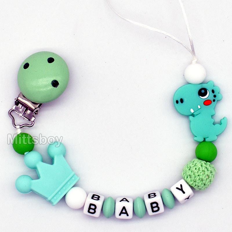 Personalized Name Handmade Silicone Baby Beech Dummy Pacifier Clip Safe Teething Chain Teether Pacifier chains Holder Chain Gift