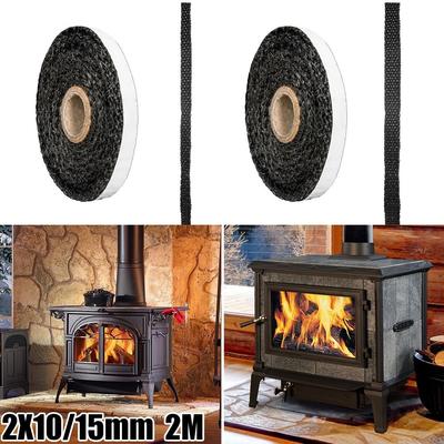 1* Poêle et Corde de Cheminée Portes de Poêle à Bois Joint de Tuyau de Cheminée Largeur 10/15mm Noir