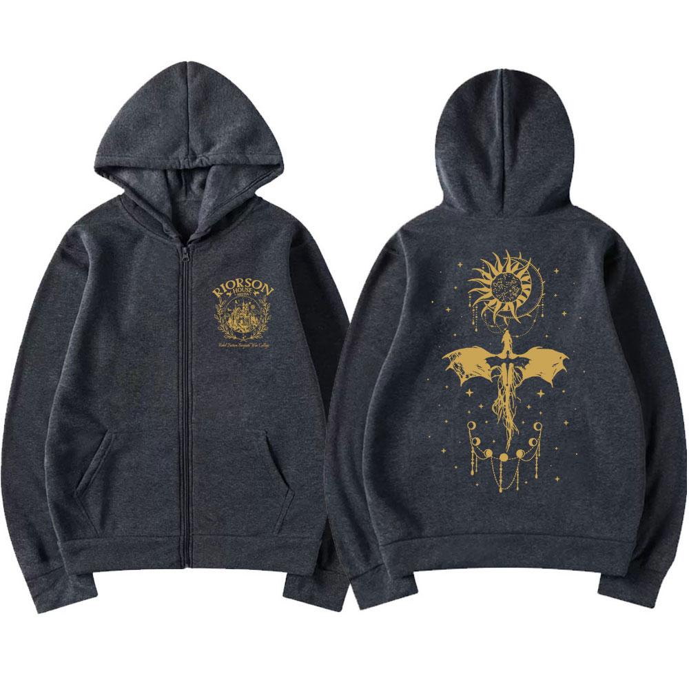 

Basgiath War College Fourth Wing Zipper Hoodies Men Women Fashion Retro Dragon Rider Tracksuit Loose Jackets 3XL