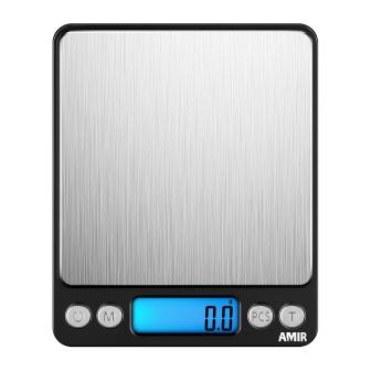 AMIR Digital Kitchen Scale 3kg/0.1g Mini Pocket Cooking Food Scales Stainless Steel Jewelry Scale with Back-Lit LCD Display