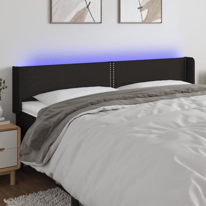 3123112 vidaXL LED Headboard Black 183x16x78-88 Cm Fabric