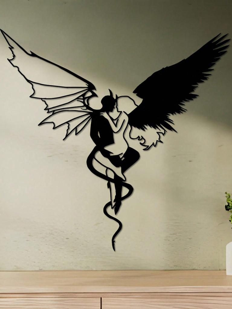 Wrought Iron Angel Devil Wall Decor Minimalist Home Art