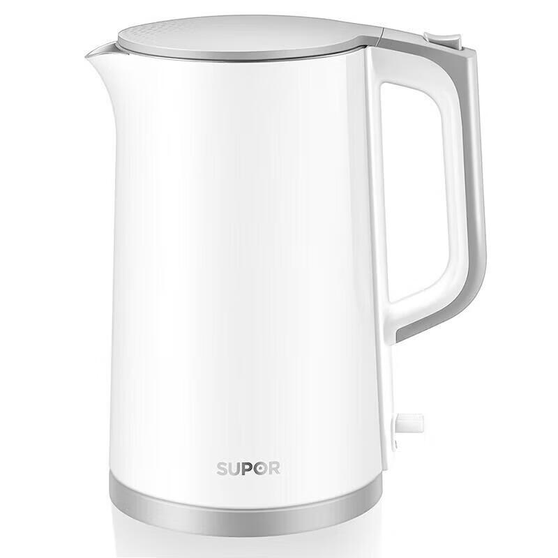 SUPOR 1,7L Dubbelväggig Elektrisk Vattenkokare i Rostfritt Stål 304 Anti-Skållning