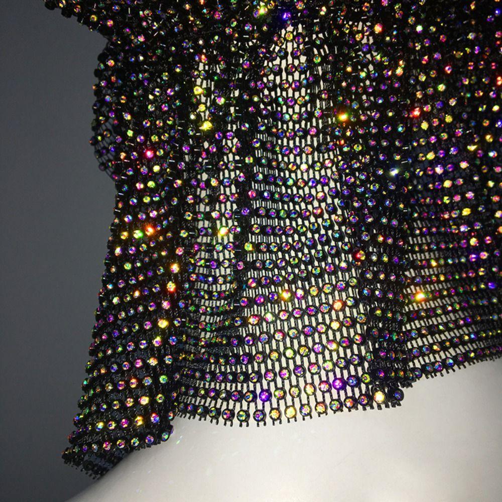 Crystal Rhinestone Bandana Turban Fishnet Headscarf Elegant Aurora Borealis Hair Band  Unisex