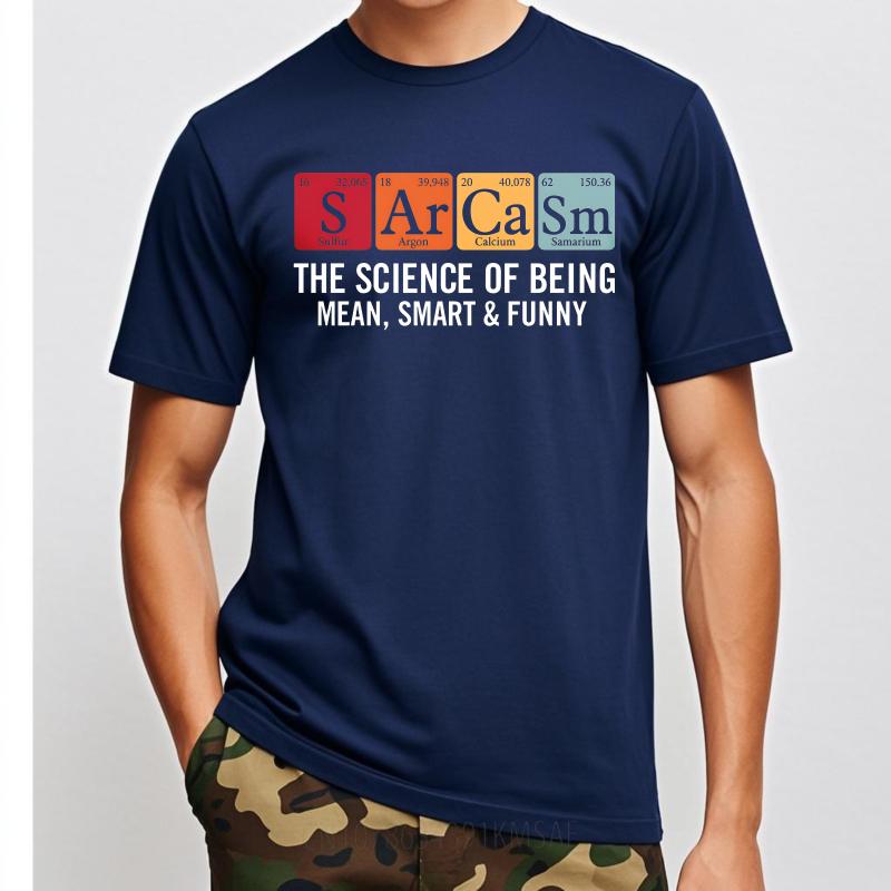 Plus Size Summer Unisex T Shirt Sulfur Argon Calcium Samarium The Science Of Being Mean Smart Funny Short Sleeve Relaxed Fit
