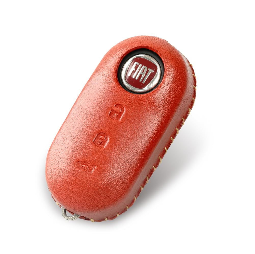 

Leather Chaya Fiat 500, Abarth 4C, Lancia 595, 695, Panda Compatible Key Case/Smart Key Cover (fia@t-c) (Red)