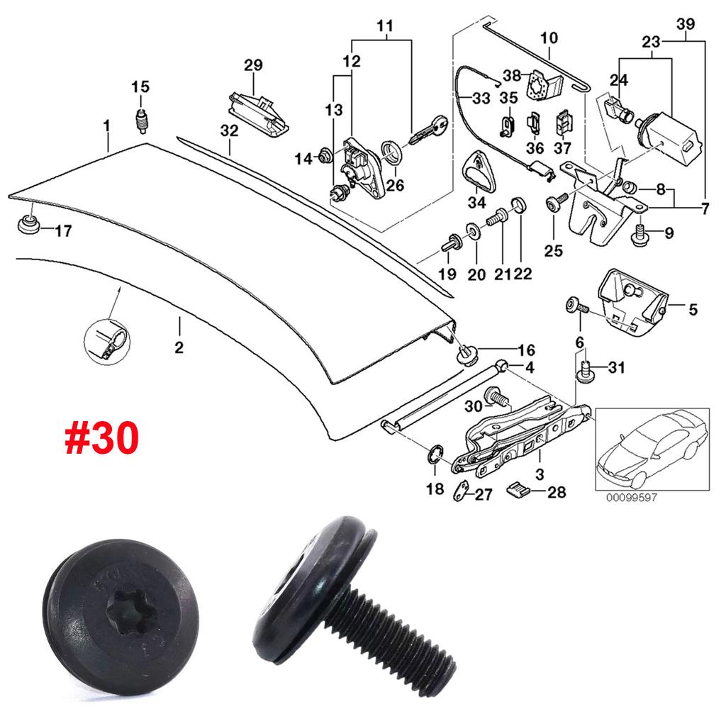 T30 Torx-Head Bolt for BMW 1 3 5 6 Series Car Front Panel Engine Headlight Bolts Screws FRONT CENTER UPPER RADIATOR SUPPORT BOLT