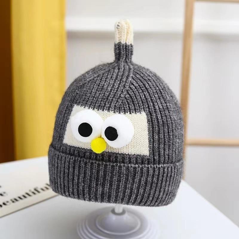 Autumn and Winter Thick Thread Knitted Hat New Cute Bear Boys and Girls Winter Plush Wool Hat Ear Protection Children's Hat