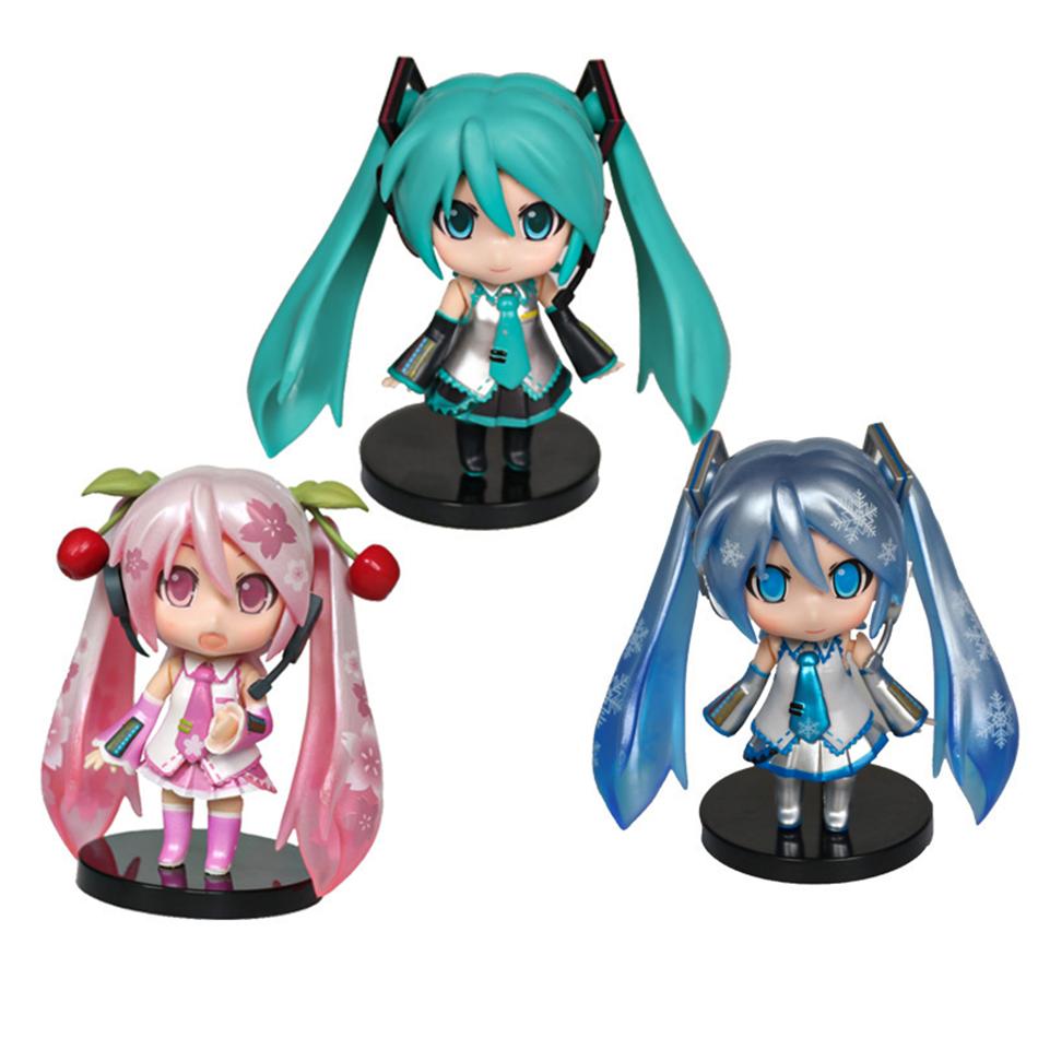 Anime New Hatsune Miku Figure Mini Character Ornaments Kawai Pink Green Hatsune Home desk Decoration Adult kid Birthday Gift
