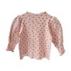 Baby Girl Long Sleeved Top Children's T-Shirt Puff Sleeve Heart-Shaped Printed Kids Top