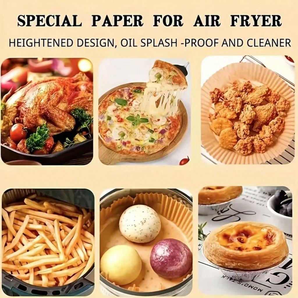 100pcs, Square Disposable Air Fryer Liners (6.3in/8in), Paper Air Fryer Liner Pots, Paper Basket Bowls, Baking Trays, Oven Accessories, Baking Tools