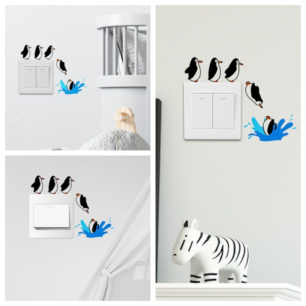 Cartoon Penguin Switch Stickers Vinyl Wall Stickers Penguin Diving Wallpaper  Computer Skateboard