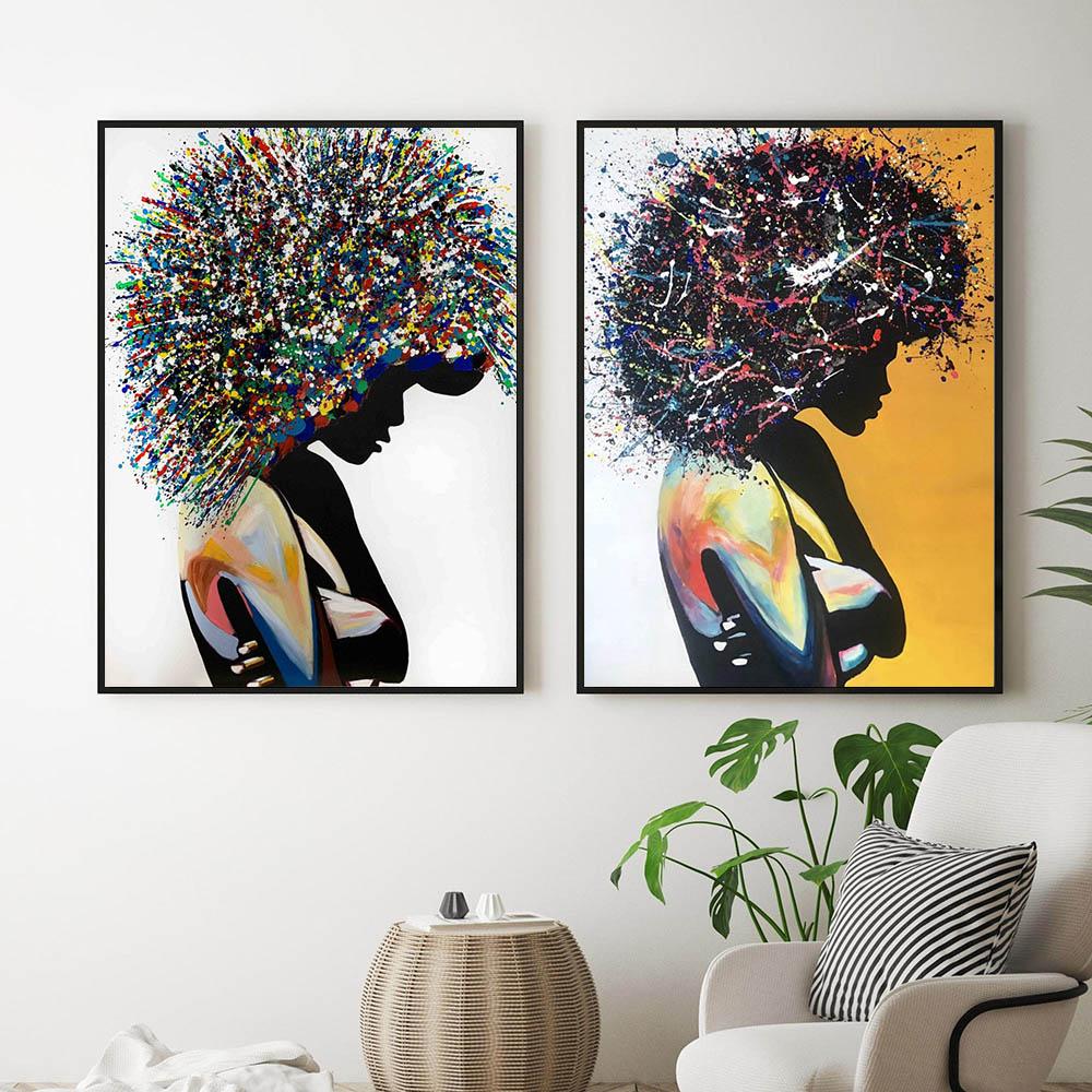 Abstract Woman Colorful Hair Watercolor Canvas Painting Poster Prints Wall Art Pictures for Living Room Home Decoration Cuadros