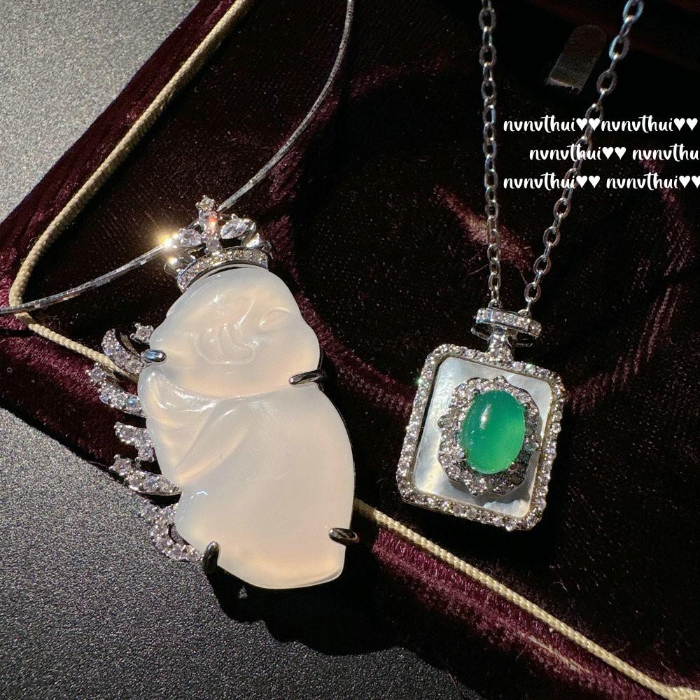 Lychee Frozen White Chalcedony Fairy Gem Necklace, New Chinese Style, Chalcedony Fritillary Perfume Bottle Zircon Necklace