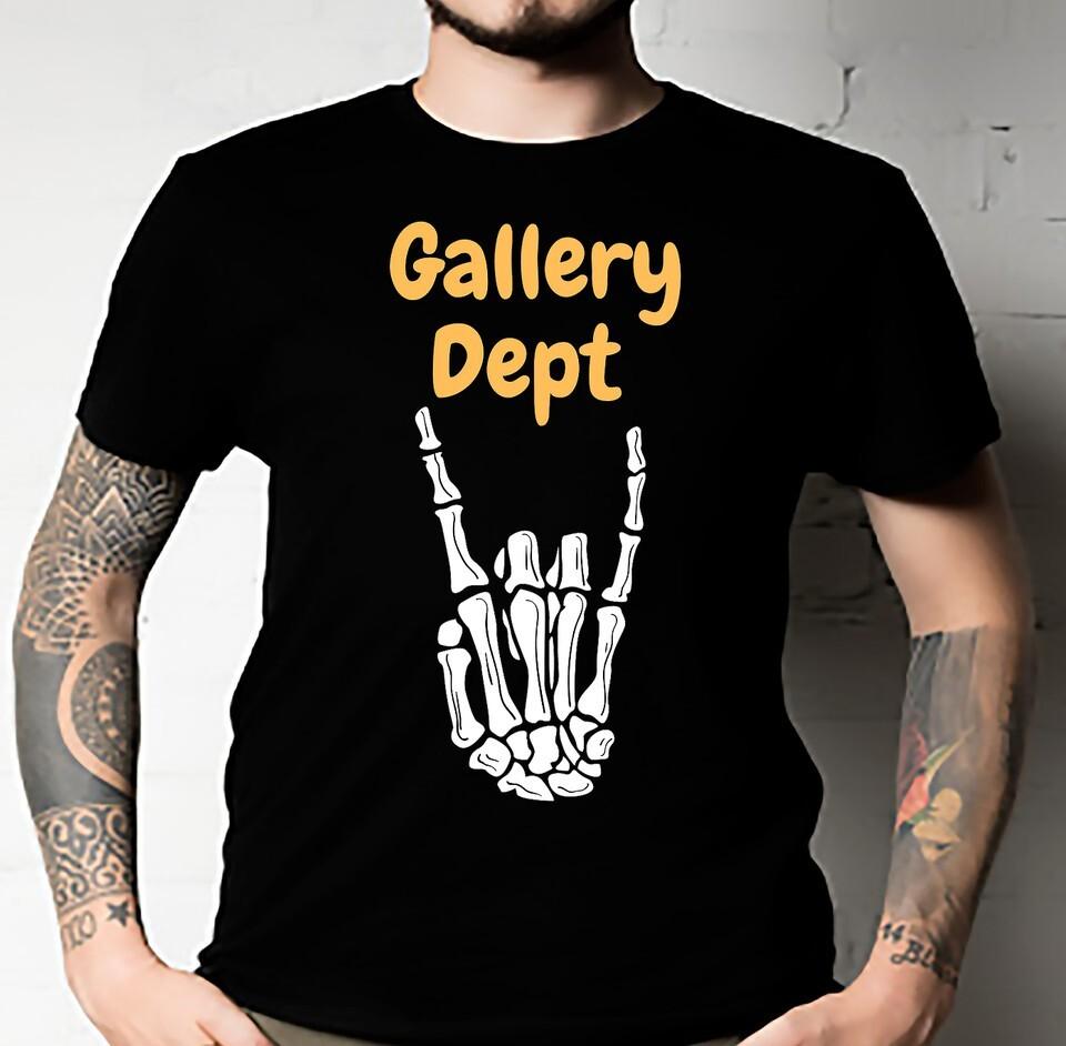 Унисекс Черная футболка GALLERY DEPT, Унисекс футболка с принтом черепа L