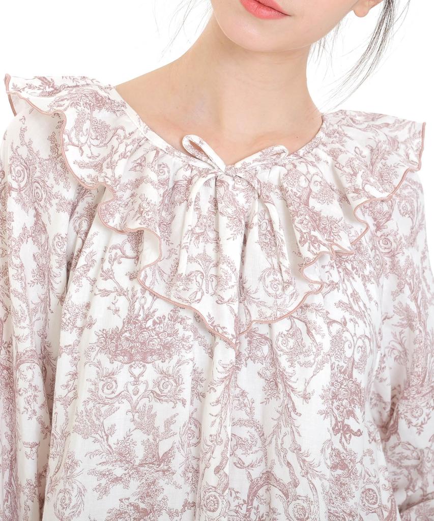 Narue Cotton Double Gauze Toile De Jouy Night Dress