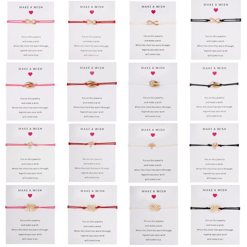 Lucky Hand String Bracelets With Heart Paper Card For Travel Gift