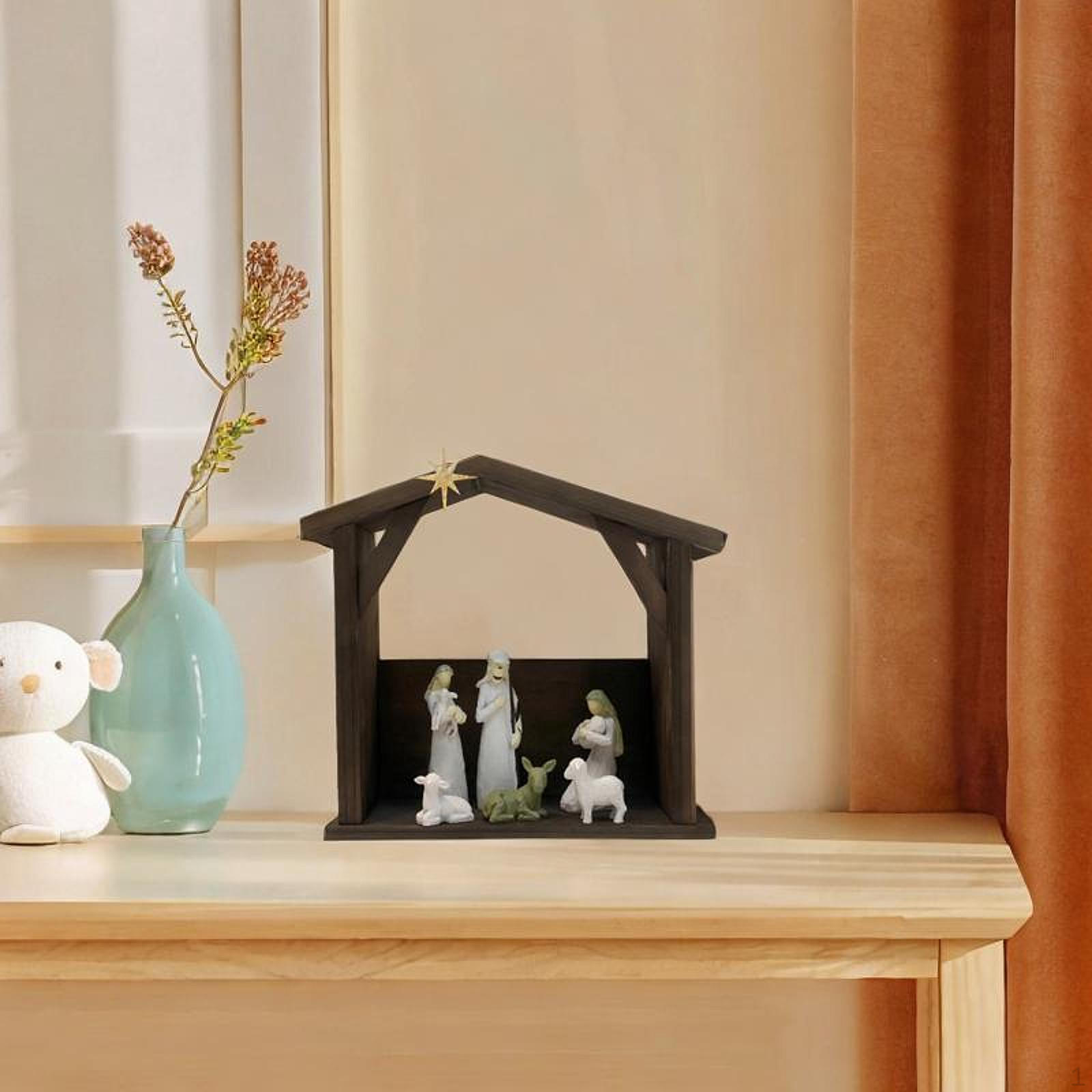 

Сцена из рождественских яслей, рождественский декор, рождение Иисуса, деревянное украшение для офиса коричневый