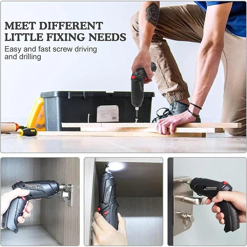 3.6V Electric Screwdriver Battery Rechargeable Portable Screwdriver Wireless Screwdriver Multi-function Drill Tool Set
