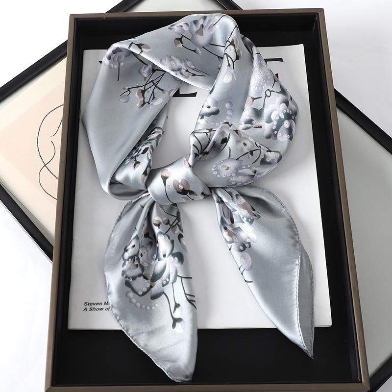 70x70cm Women Scarf Silk Feeling Hair Neck Square Brand Office Bandanna Muffler Waiter Flight Attendants Handkerchief Rings Wrap