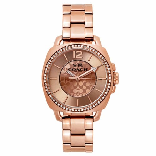 

Coach Boyfriend Women s Rose Gold Signature Crystal Bracelet Watch 14503142