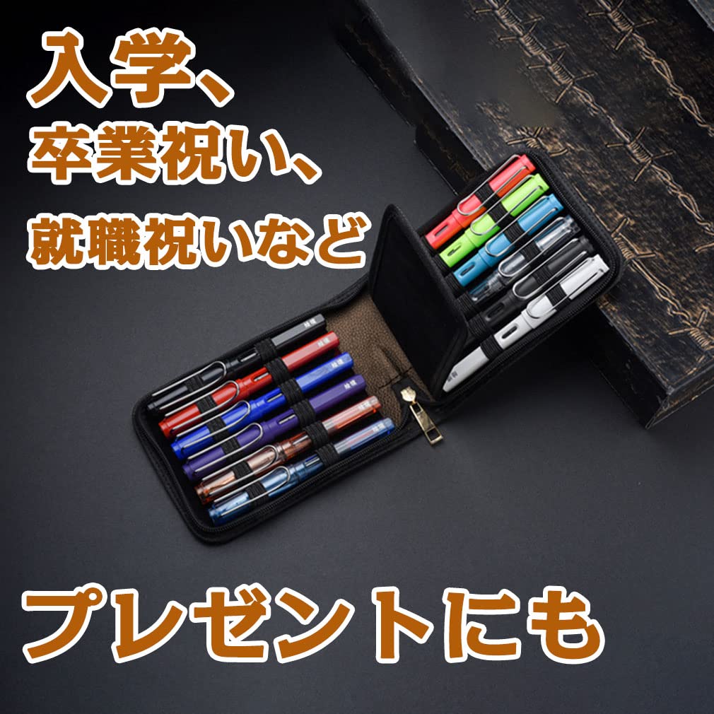 RISACCA Large Capacity Leather Fountain Pen Pencil Leather Collection Holds 12 Pens Case, Case, Pouch,