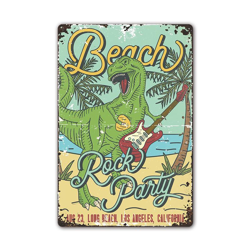 Vintage Tin Art of Summer Beach Scenes: Ideal Wall Murals for American Bar Backdrops and Home Decor