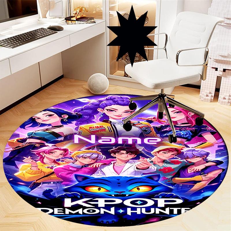 Individualus vardas KPop Demonų Medžiotojai Spausdintas Apvalus Kilimas Kilimas Kėdės Kilimas Plotinis Kilimas Prieškambario Durų Kilimėliai, Biuro Kėdei Svetainei Miegamajam Virtuvės Kambariui.