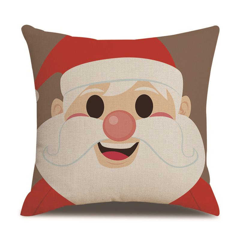 Christmas Pattern Single Sided Linen Pillow Case Living Room Pillow Case Bed Pillow Case Bedroom Pillow Case