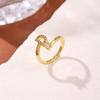 Copper Inlaid Zircon Alphabet Ring: Women's Fashionable Adjustable Open Ring